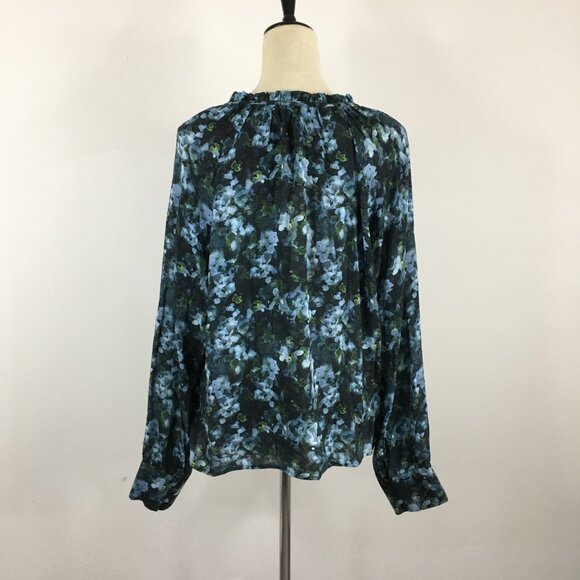 CLOTH & STONE Anthropologie MultiColor Floral Print Tie Collar Button Shirt - Picture 12 of 12